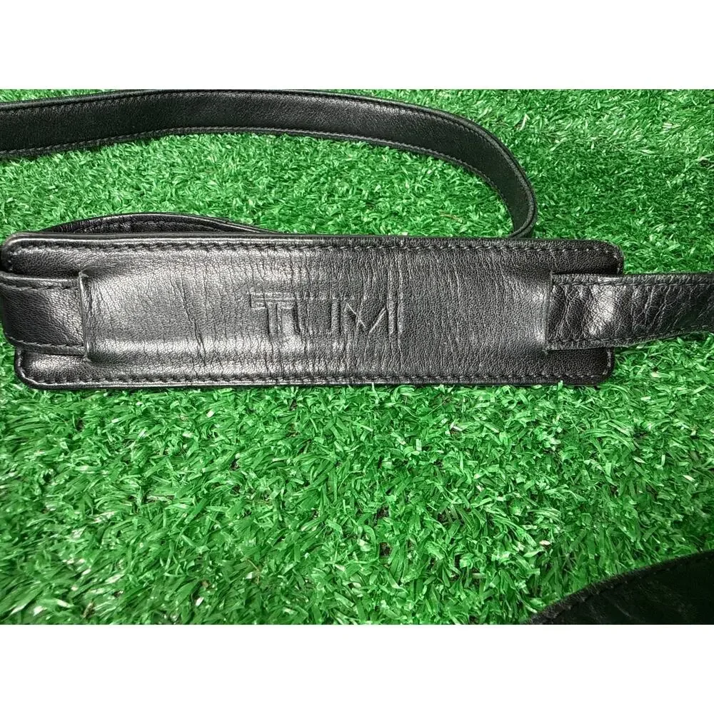 TUMI Alpha Vintage Black Leather Pocket Crossbody Bag Small Travel EDC